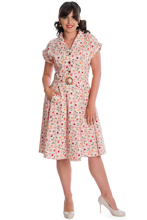 Country Cherry Fit & Flare Collar Dress