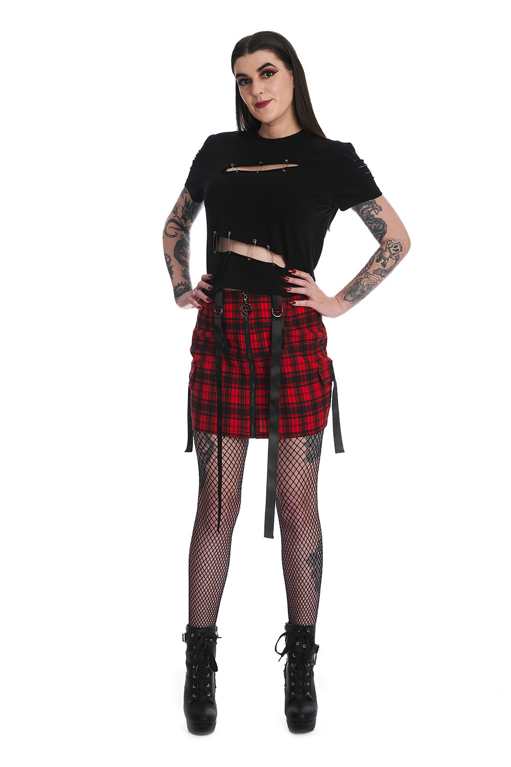 Red Check Kamala Strappy Skirt