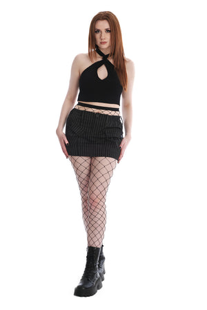 Black Eudora Pinstripe Mini Skirt