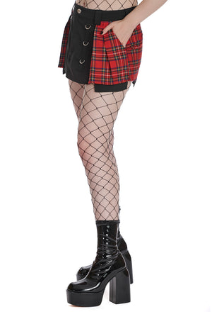 Black & Red Punked-out Mini Skirt