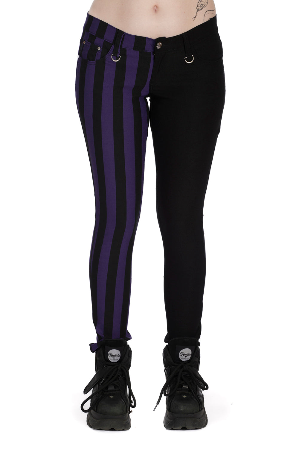 Half Black Half Striped Trousers