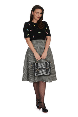 Florence Houndstooth Swing Skirt