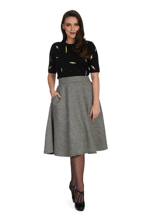 Florence Houndstooth Swing Skirt