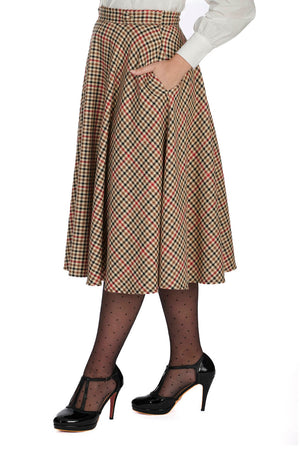 Hilda Check Swing Skirt