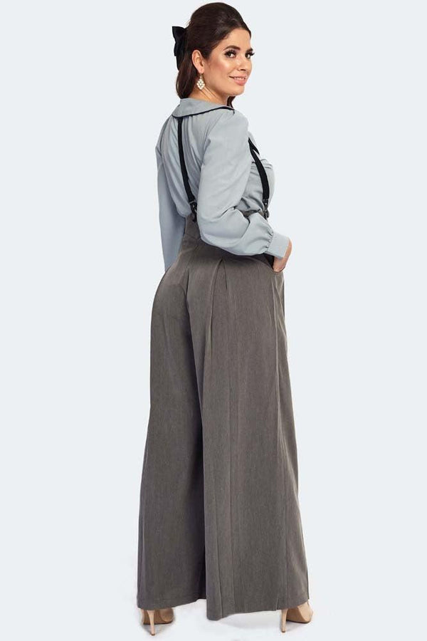 Pinstripe Suspender Capri Trousers by Voodoo Vixen - Dark Fashion Clothing