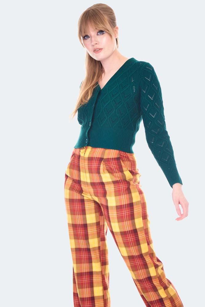 High waisted tartan sales trousers womens