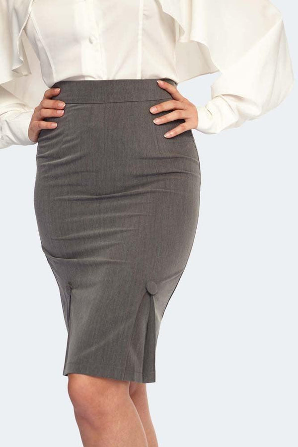 Grey pinstripe pencil skirt hotsell