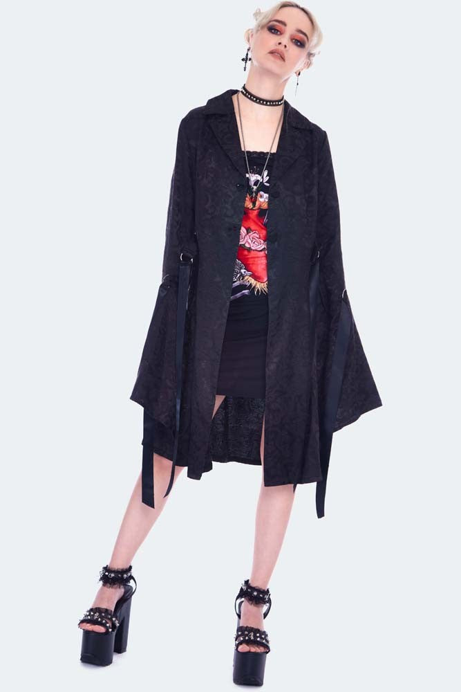 Black jacquard coat best sale