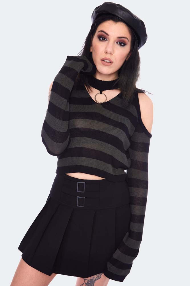 Cold shoulder black jumper best sale