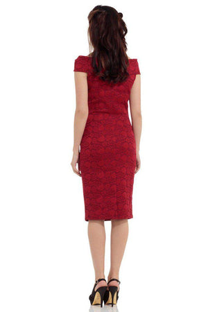 Maisie Paisley Pencil Dress-Voodoo Vixen-Dark Fashion Clothing