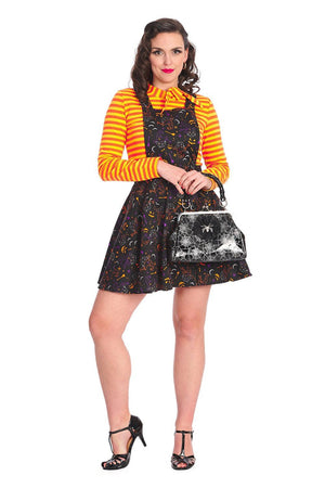 All Hallows Cat Pinafore Dress-Banned-Dark Fashion Clothing