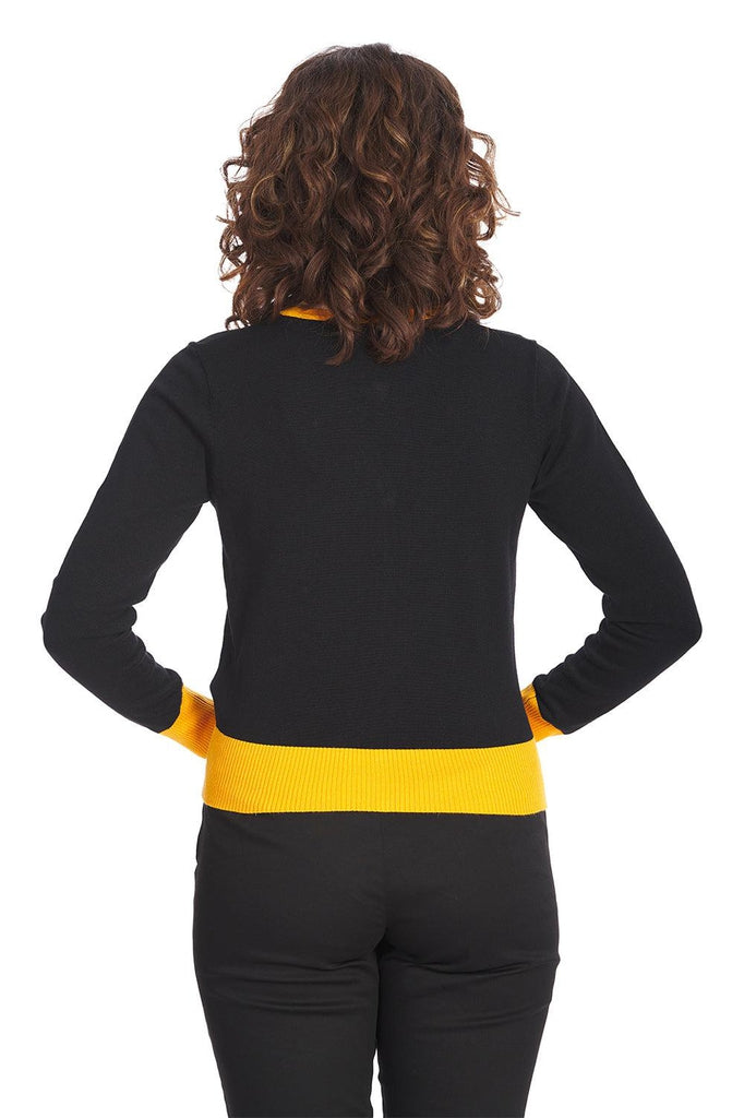 Black and cheap yellow jumper