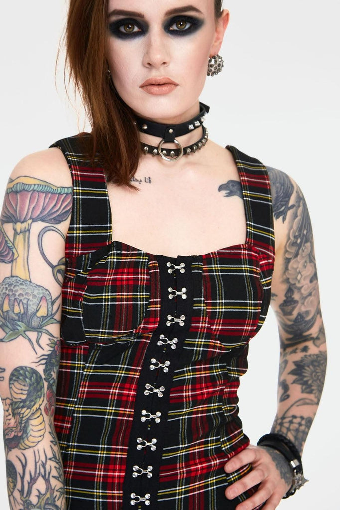 Disgraced Tartan Bodycon Dress by Jawbreaker Dark Fashion Clothing