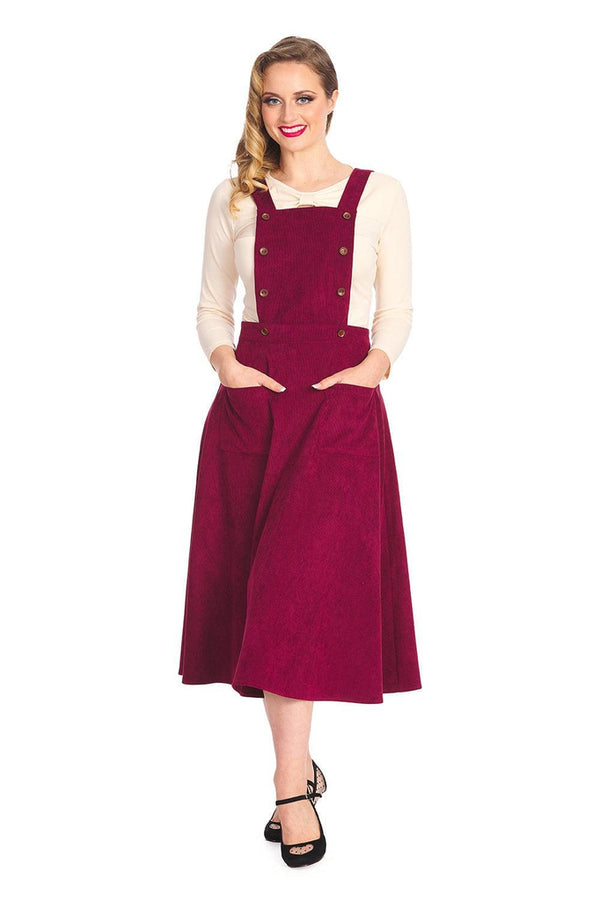 burgundy pinafore