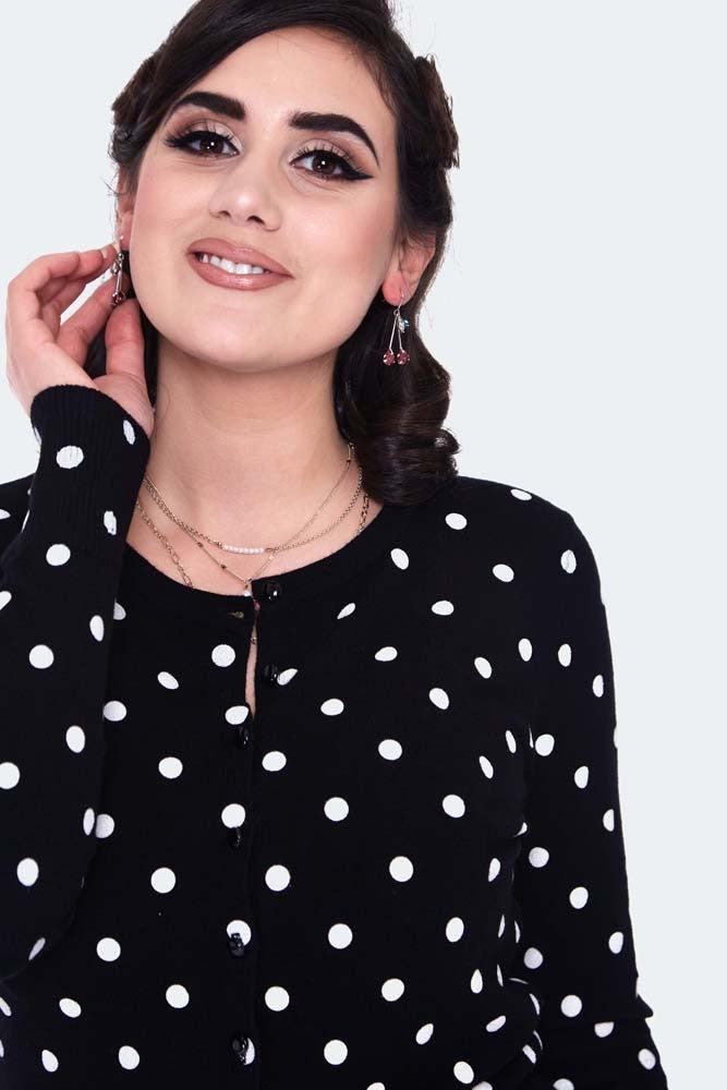 Black and white polka dot cardigan best sale