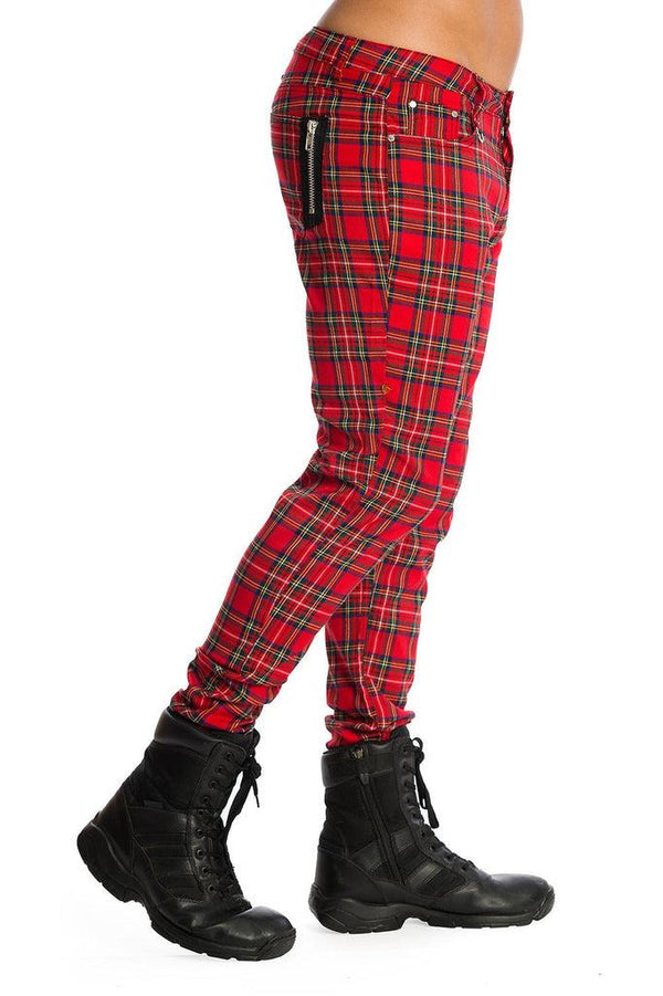 Banned Red Tartan Lydon Pants - Dark Fashion Clothing