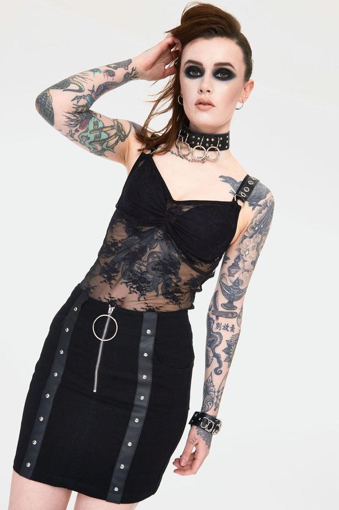 Release Me Black Denim Skirt by Jawbreaker Dark Fashion Clothing