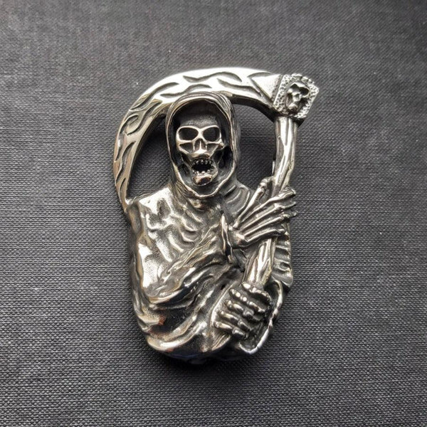 Steel Grim Reaper Belt Buckle 0025 Dark Fashion Clothing