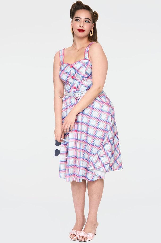 Vita Rainbow Tartan Summer Dress by Voodoo Vixen Dark Fashion Clothing