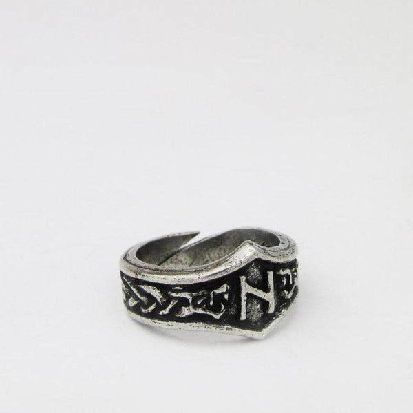 Hagalaz Letter H Rune Ring - Adjustable - Dark Fashion Clothing