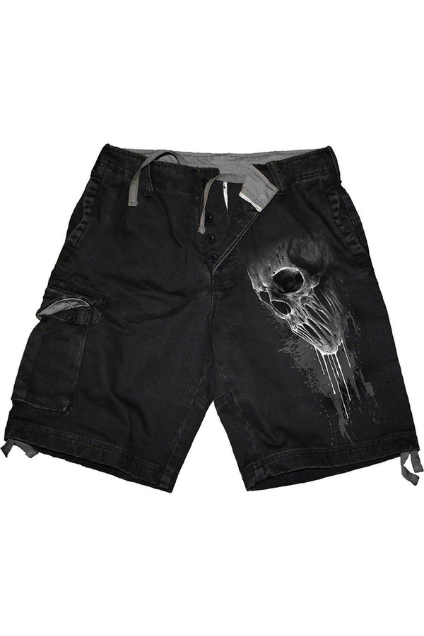 Bat Curse - Vintage Cargo Shorts Black - Dark Fashion Clothing