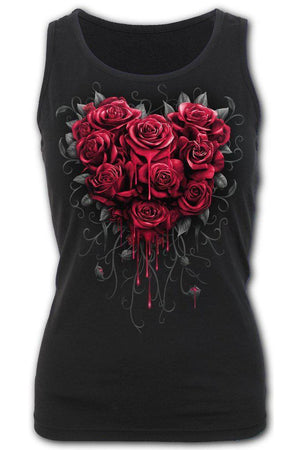 Bleeding Heart - Razor Back Top Black-Spiral-Dark Fashion Clothing