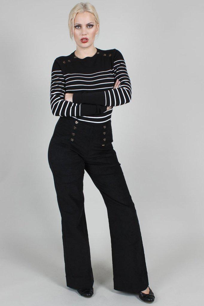 Blith Black Corduroy High Waisted Trousers