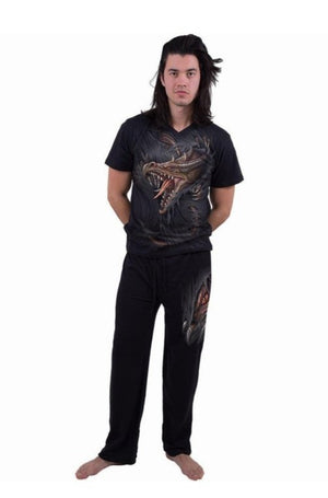 Breaking Out - 4pc Mens Gothic Pyjama Set-Spiral-Dark Fashion Clothing