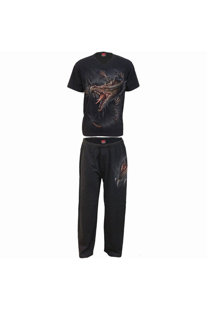 Breaking Out - 4pc Mens Gothic Pyjama Set-Spiral-Dark Fashion Clothing