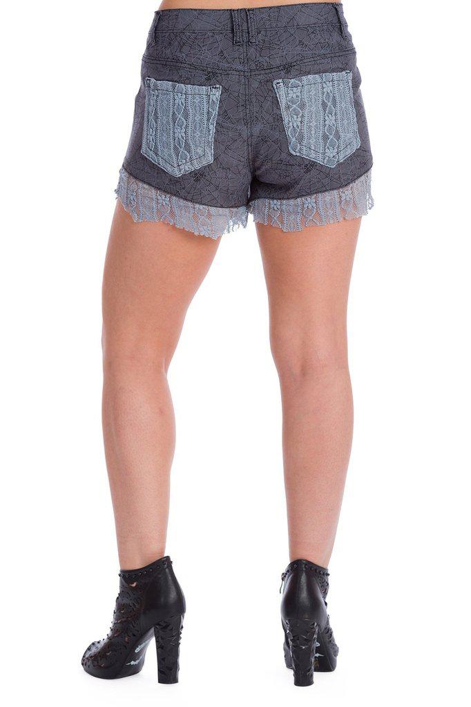 Creepy Spider Web Shorts-Banned-Dark Fashion Clothing