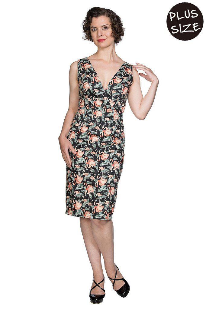 Flamingo print outlet dress plus size