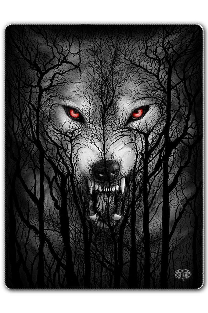 Forest Wolf - Fleece Blanket With Double Sided Print-Spiral-Dark Fashion Clothing