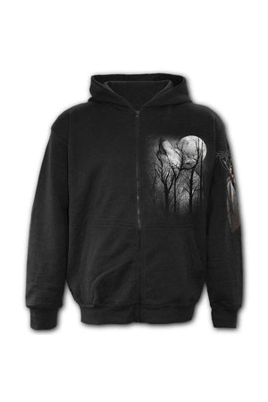 Forest Wolf - Full Zip Hoody Black-Spiral-Dark Fashion Clothing