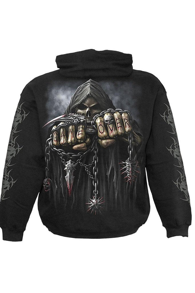 Game Over - Hoody Black-Spiral-Dark Fashion Clothing