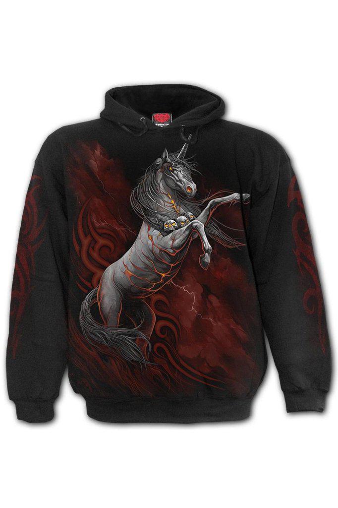 Infernal Unicorn - Hoody Black-Spiral-Dark Fashion Clothing