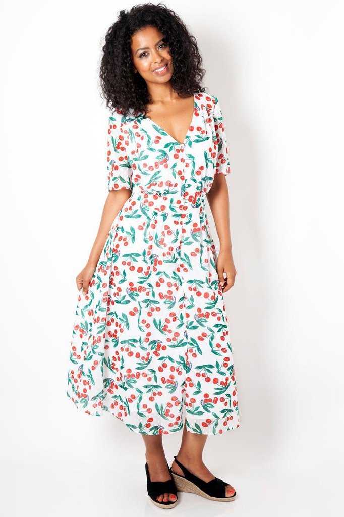 Cherry print tea store dress