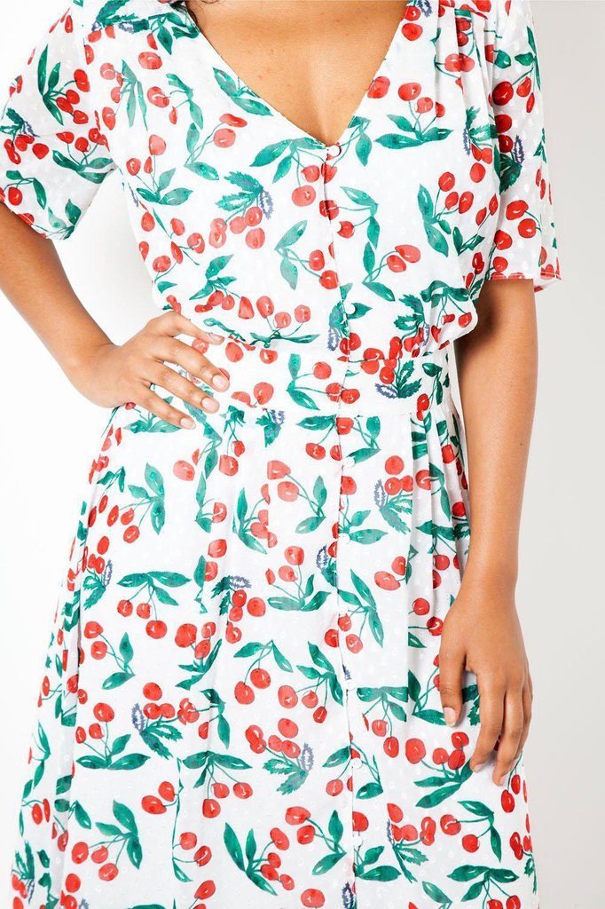 Cherry print tea dress best sale