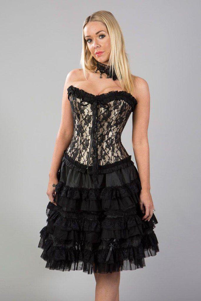 Black lace knee length skirt online
