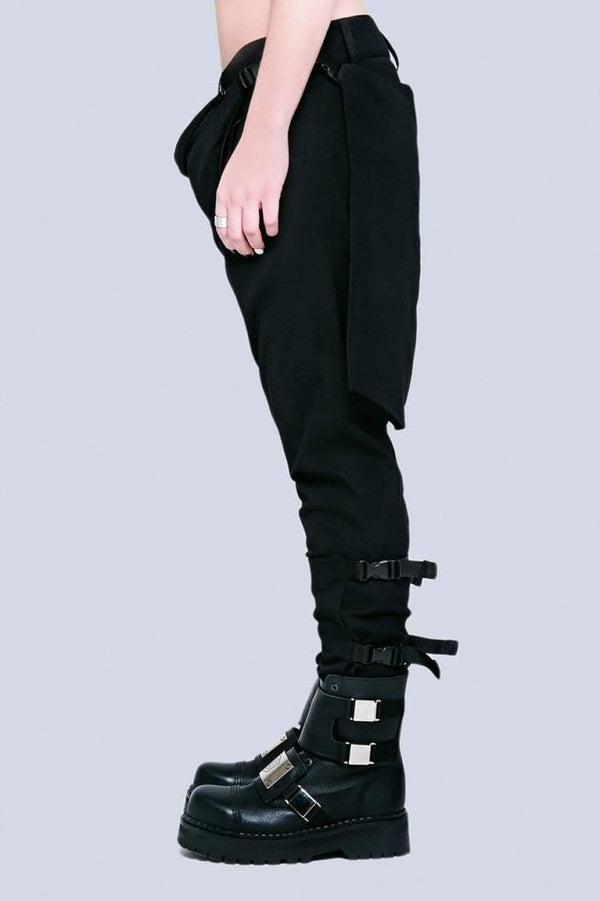 Long x Orphanage Black Clip Pants - Unisex - Dark Fashion Clothing