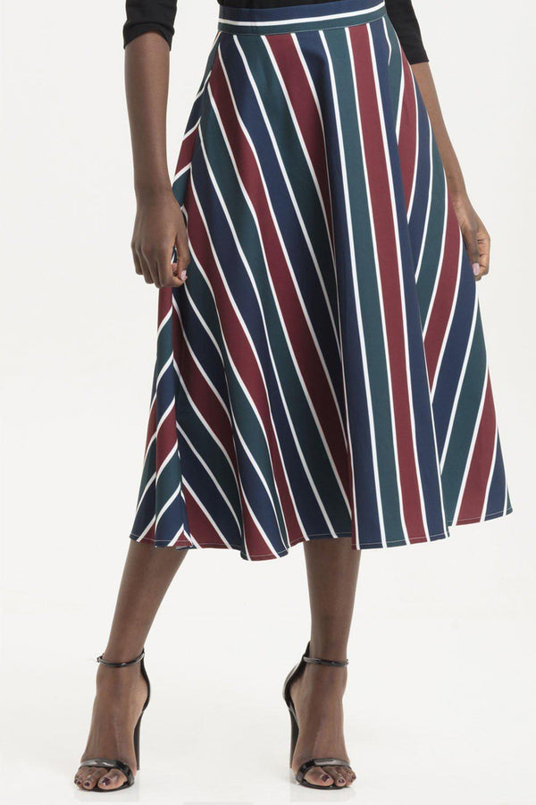 Madelyn Striped Full Circle Skirt by Voodoo Vixen - Dark Fashion Clothing