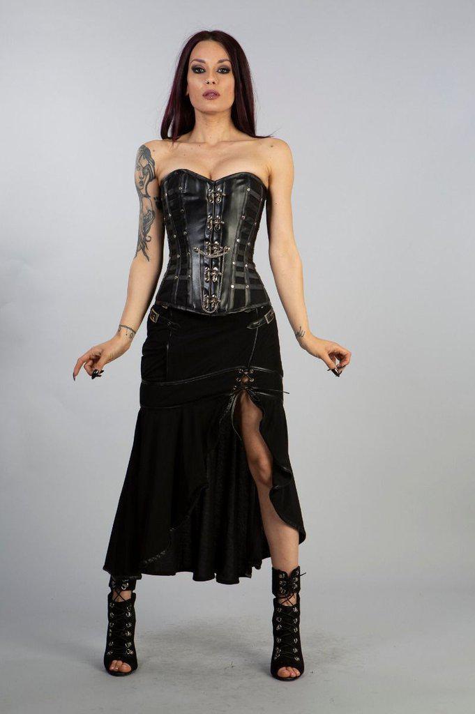 Punk Overbust Black Striped Corset - Burleska - Dark Fashion Clothing