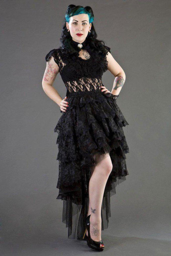 Ophelie Long Gothic Skirt In Black Lace Burleska Dark Fashion Clothing