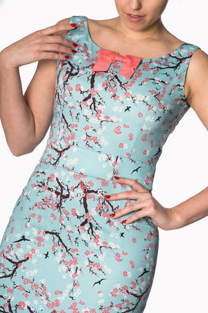 Oriental Blossom Wiggle Dress-Banned-Dark Fashion Clothing