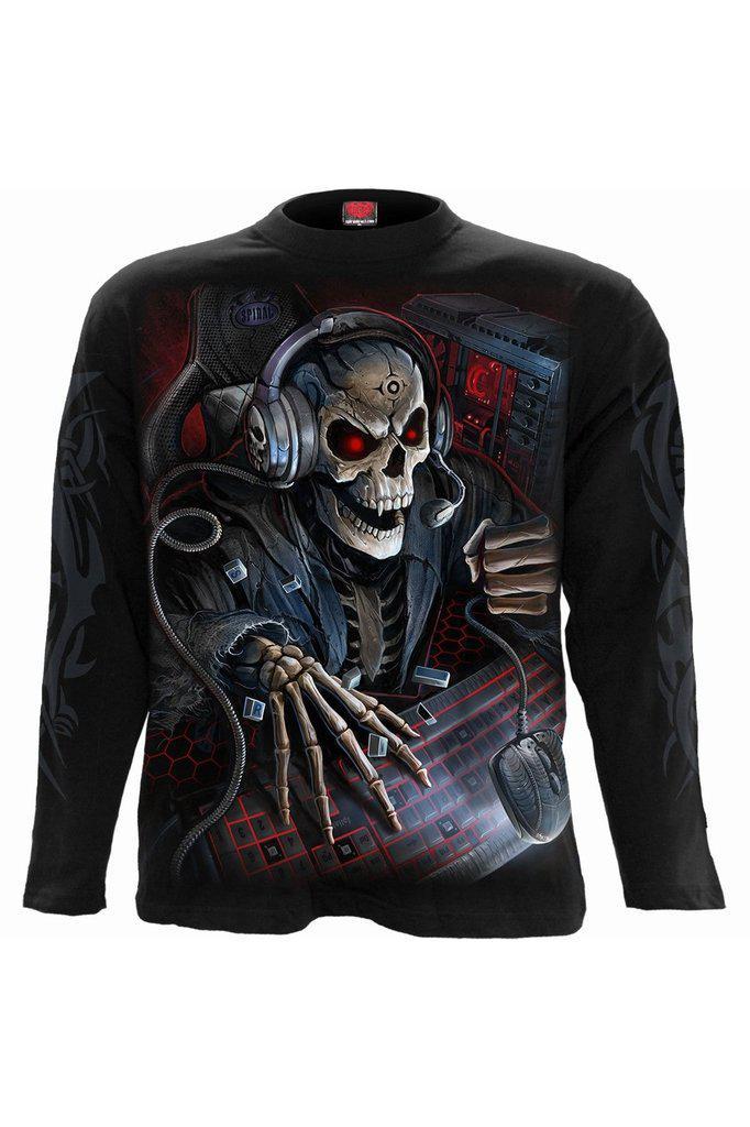 PC Gamer - Longsleeve T-Shirt Black-Spiral-Dark Fashion Clothing