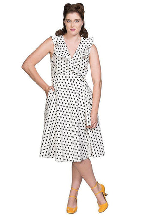 Polka Wrap Fit N Flare Dress-Banned-Dark Fashion Clothing