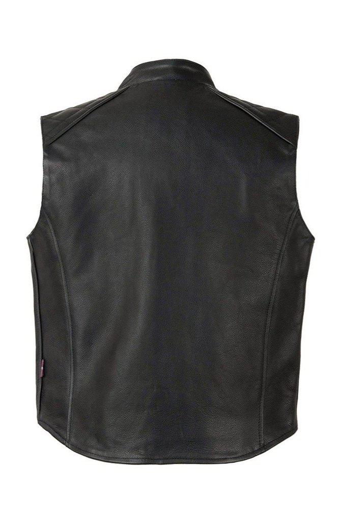 Plain black leather vest hotsell