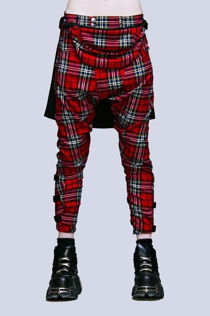 Banned Red Tartan Lydon Pants - Dark Fashion Clothing