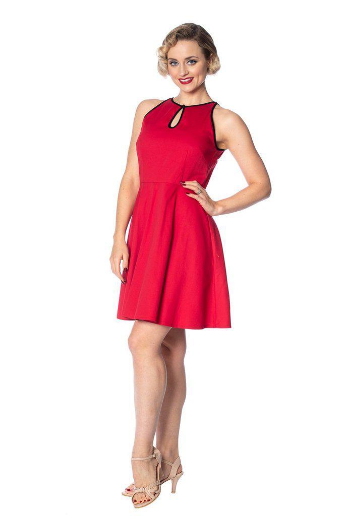 Rockin Red Keyhole Dress-Banned-Dark Fashion Clothing