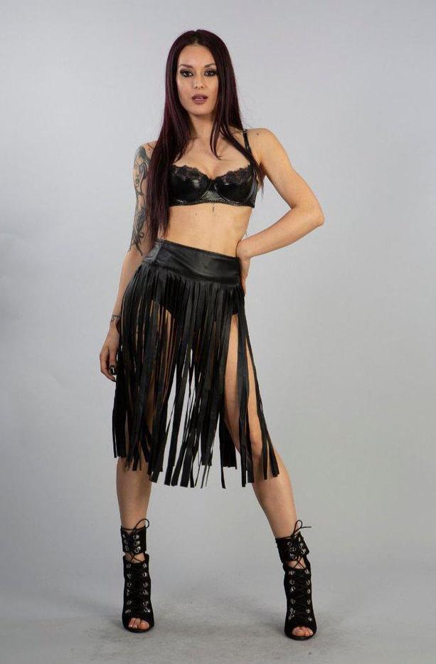 Fringe skirt knee outlet length