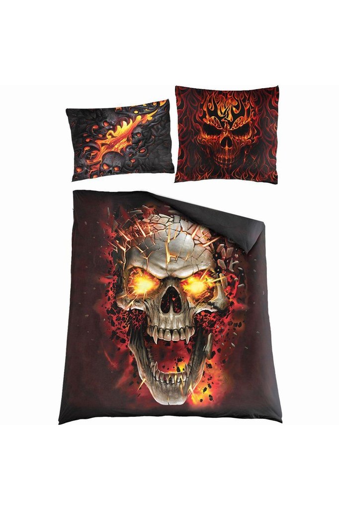 Skull Blast - Double Duvet Cover + UK And EU Pillow case-Spiral-Dark Fashion Clothing